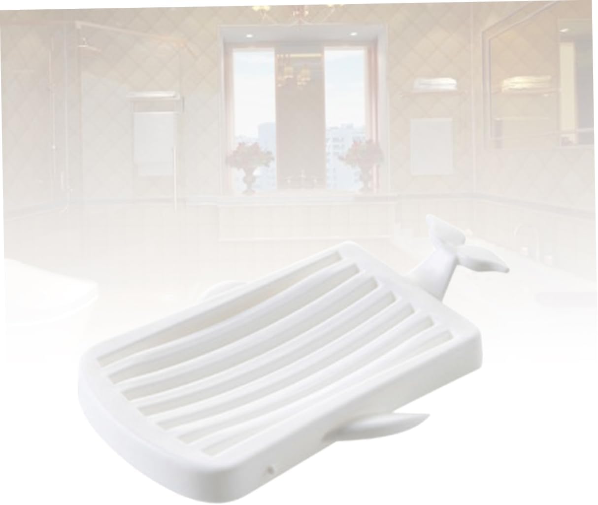 MUCKLILY 1pc White Soap Dish with Drain Tray