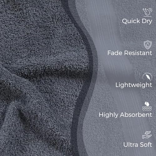 EuroSpa 100 Cotton 6 Piece Towel Set - Light Grey