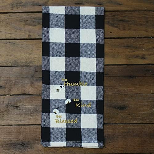 Home Collection by Raghu Black Buttermilk Bee Humble Towel Set of 2