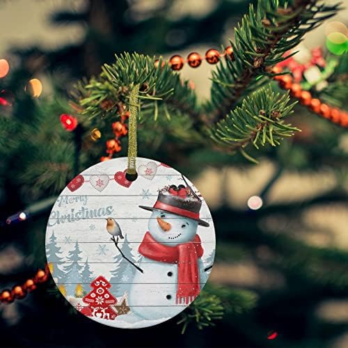 2024 Christmas Ceramic Round Ornaments with Gold Lanyard 1