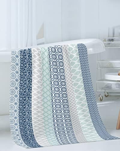 Shine-Home Bohemian Towel Set Decor Blue Grey