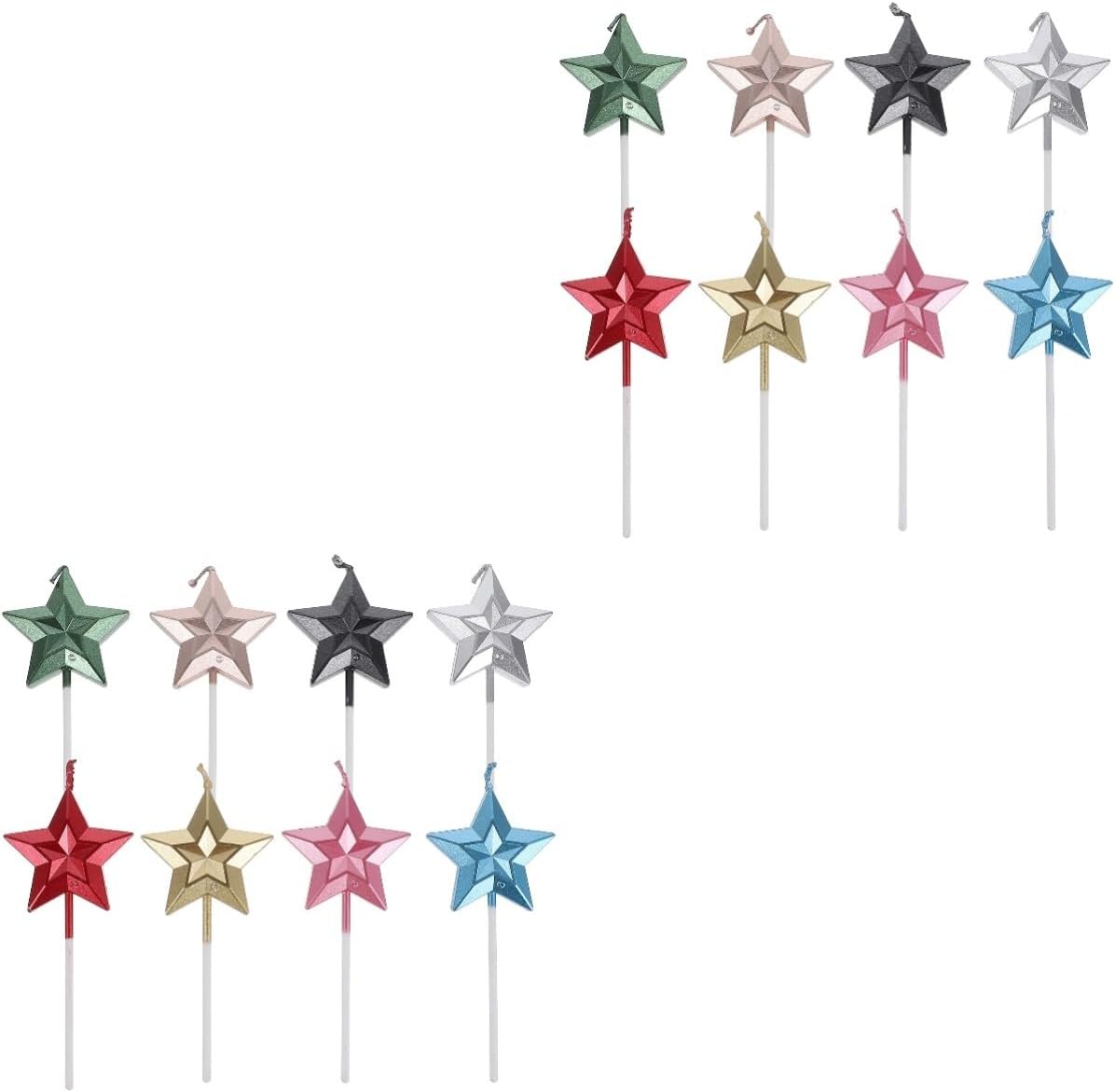 Alipis 16 Pcs 3D Star Birthday Cake Candle Decorations