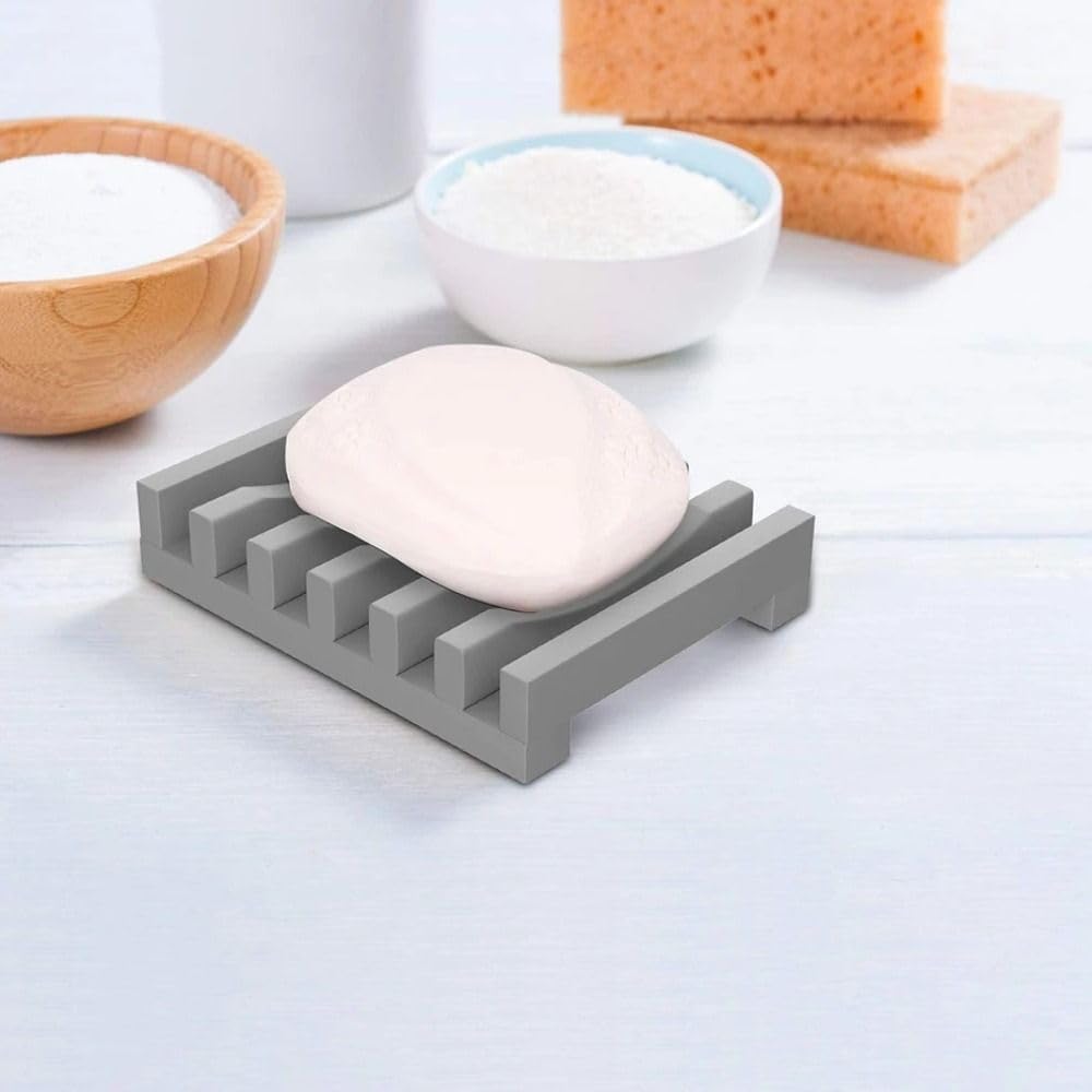 Self Draining Silicone Soap Dish for Shower Bathroom Kitchen