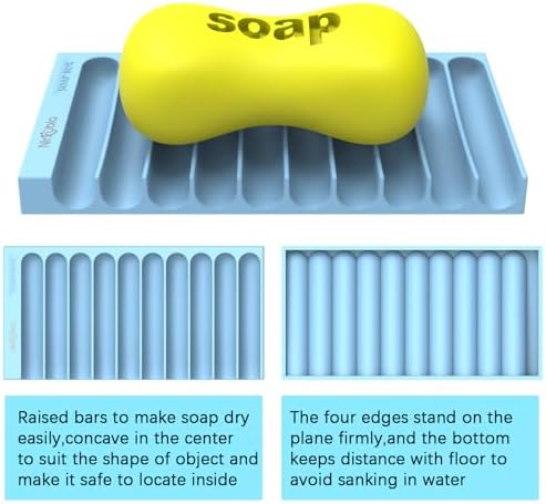 Nirxubla Flexible Silicone Soap Holder for Bathroom Kitchen Blue
