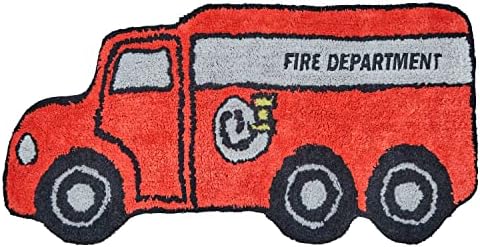 Hand Tufted Firetruck Kids Rug - 15x30 in