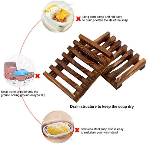 Magift Wooden Soap Dish with Slanted Drainage Design
