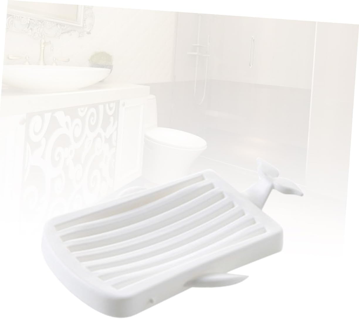 Amosfun Whale Shape Soap Dish with Drain Dual Tray