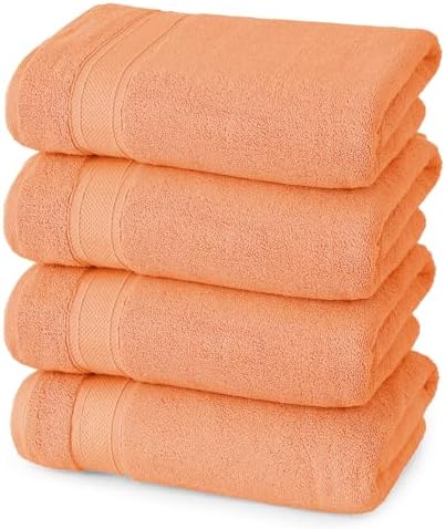 MoNiBloom 4-Piece Cotton Bath Towel Set Peach