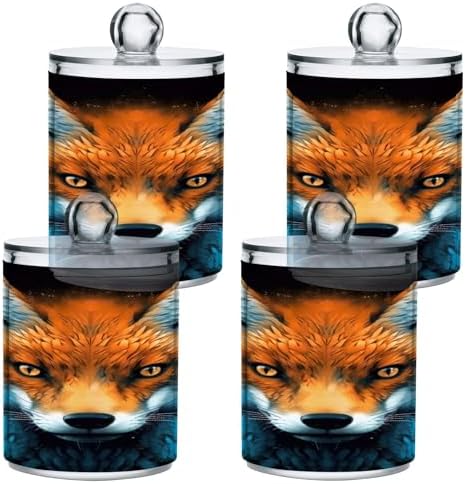 YETTASBIN Fox Clear Apothecary Jars 2 Pack 14 oz Cotton Swab Holder