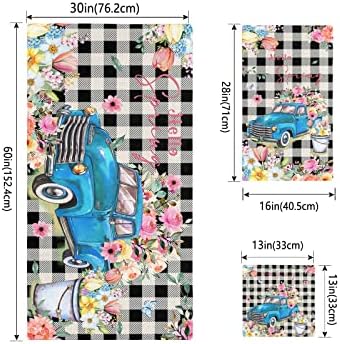 Chees D Zone Summer Tulip Farm Blue Bath Towel Set