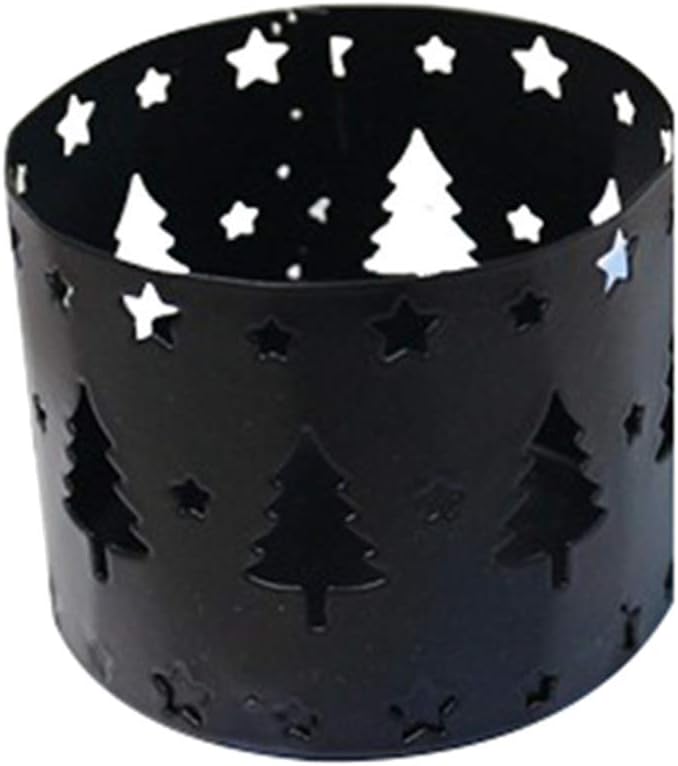 Klun Black Christmas Tree Candle Holder with Elk and Snowflake