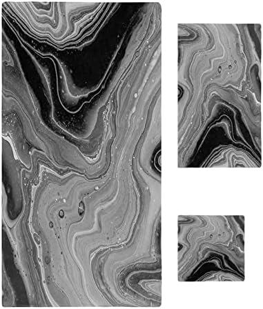 Shine-Home Black Grey Microfiber Towel Set