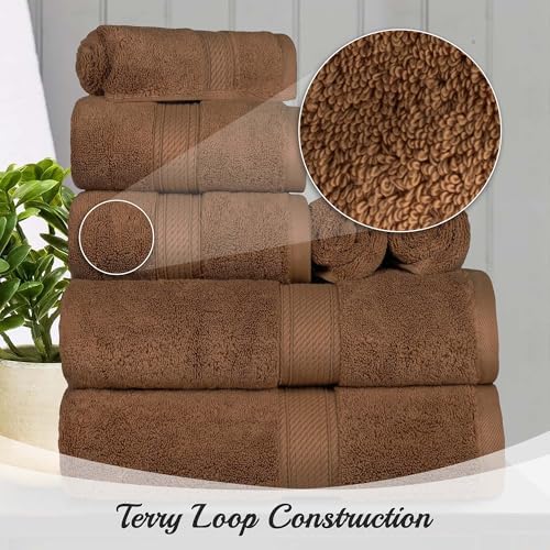 Superior Egyptian Cotton Pile 3 Piece Towel Set in Chocolate