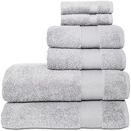 Hencely 6-Piece Bath Towel Set - Soft Turkish Cotton Silver