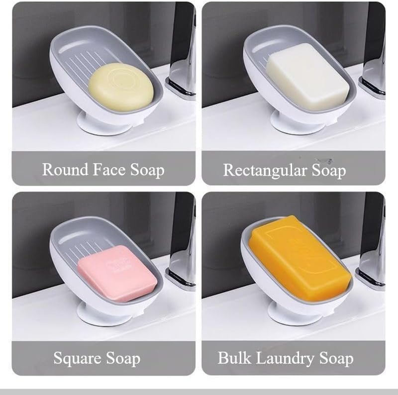 Self-Draining Suction Cup Soap Dish for Shower 1
