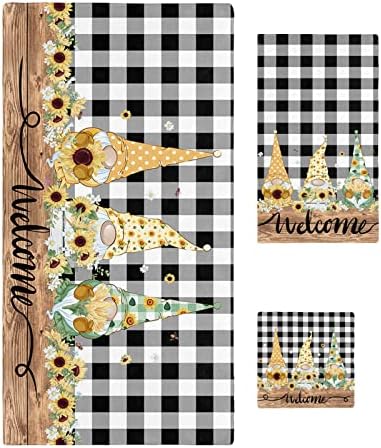 ZOE GARDEN Summer Green Plaid Gnomes Towel Set 3-PC