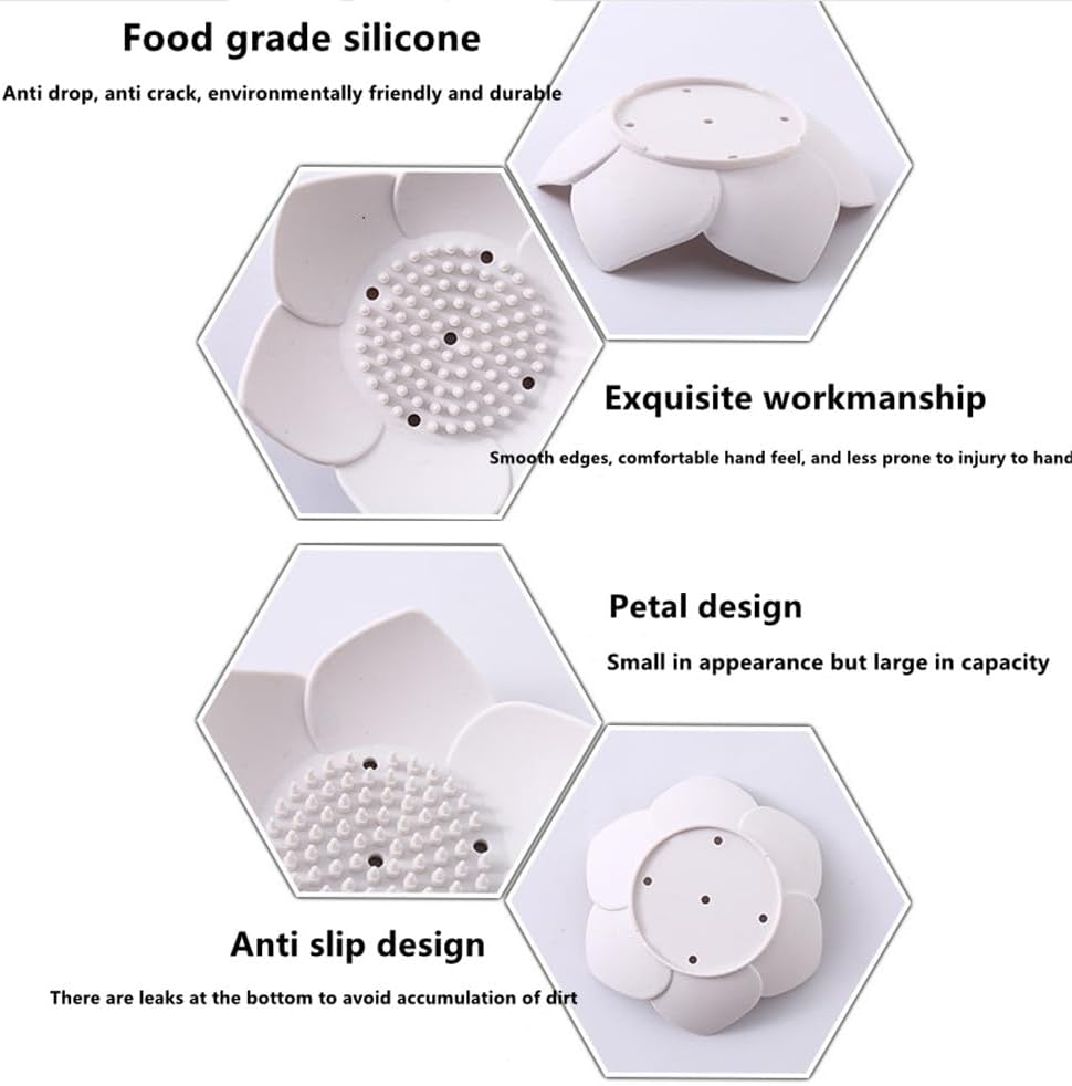 GXMRHWY Silicone Soap Dish Flower Shape White