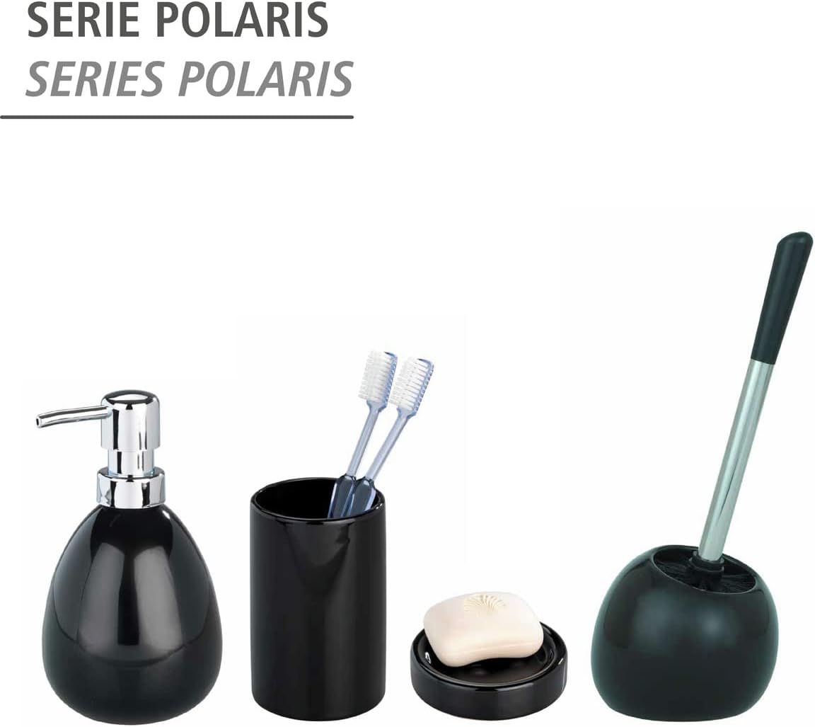 WENKO Bar Soap Holder Ceramic Polaris Black