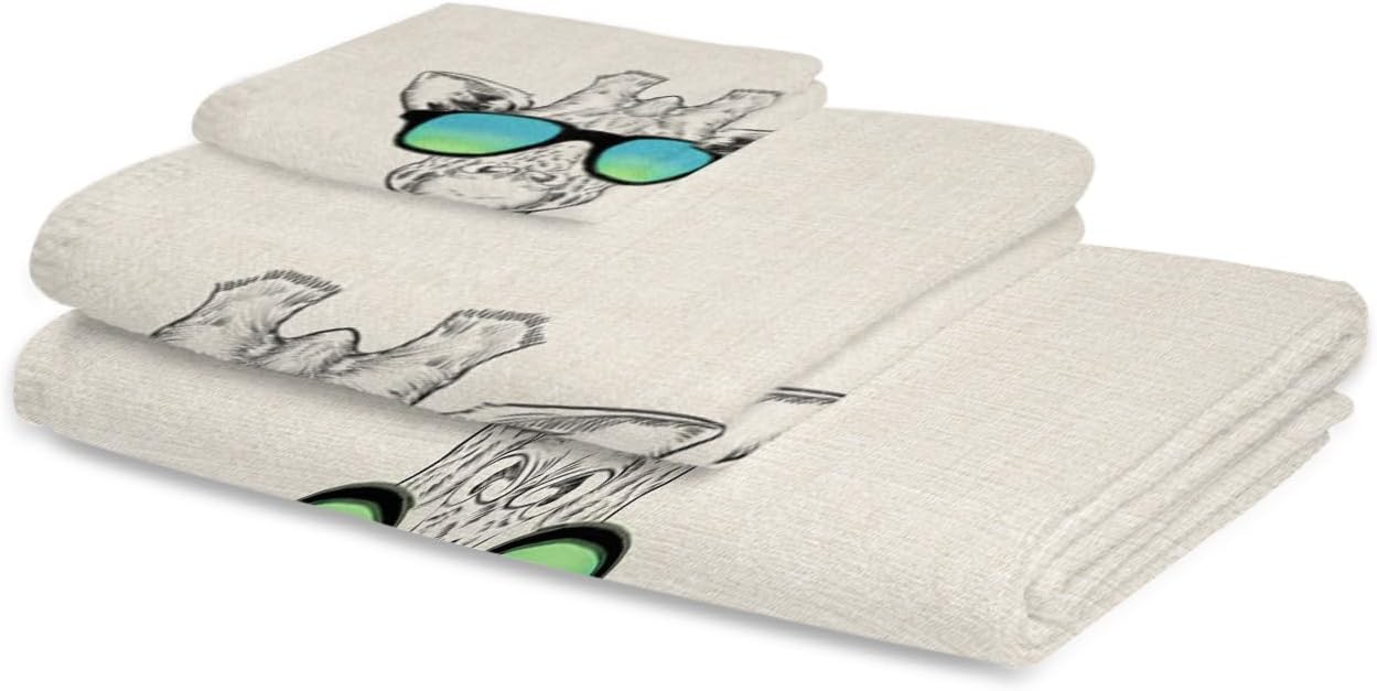 Smile Sunflower 3 Pcs Bath Towels Set with Giraffe Pattern