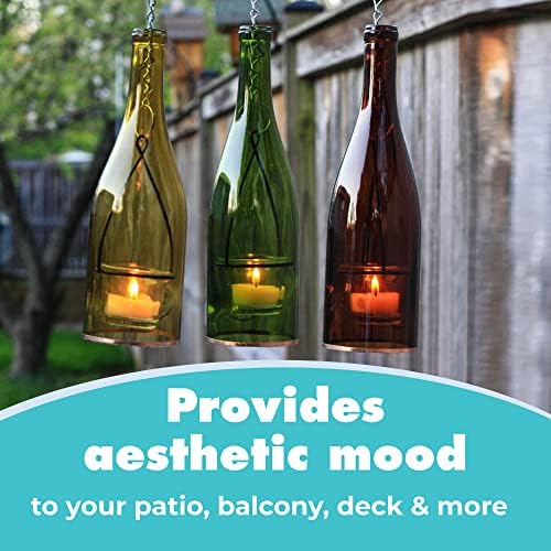 Hanging Wine Bottle Lantern - Green 1pc