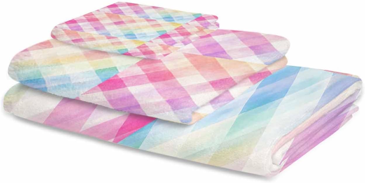 Shine-Home Rainbow Check Towel Set