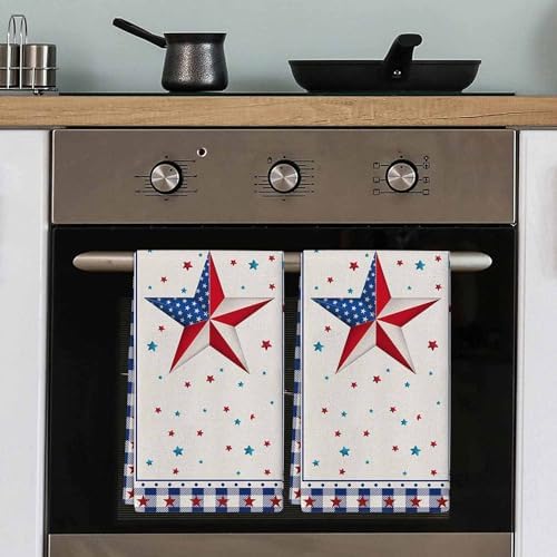 Rocking Giraffee Microfiber Towels 4 Pack - Star Blue Plaid 16x24 Inch
