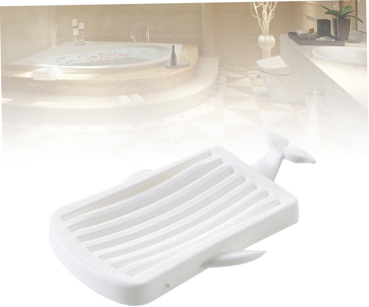 Amosfun Whale Shape Soap Dish with Drain Dual Tray