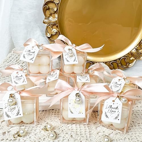 10 Sets Wedding Favors with Bubble Candles and Acrylic Boxes
