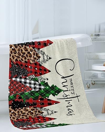 Chees D Zone Christmas Red Green Buffalo Plaid Bath Towel Set