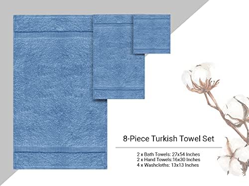 Towel Bazaar Premium Cotton Turkish Towel Set 8-Piece