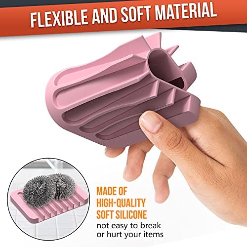 Z ZAPPOWARE 2-Pack Silicone Soap Dish with Drain - Pink 1