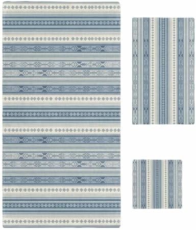 Chees D Zone Retro Blue Stripe Bath Towel Set