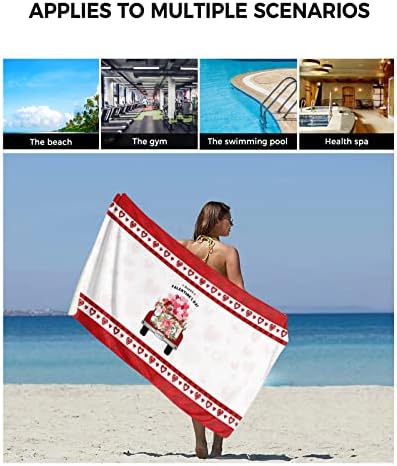 Happy Valentines Red Car Flower Love Towel Set
