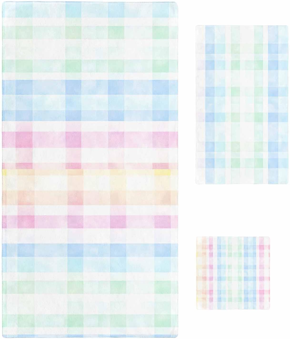 Shine-Home Blue Pink Plaid Towel Set