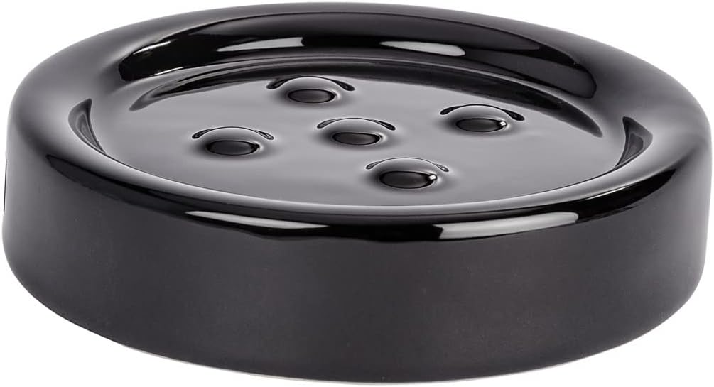 WENKO Bar Soap Holder Ceramic Polaris Black