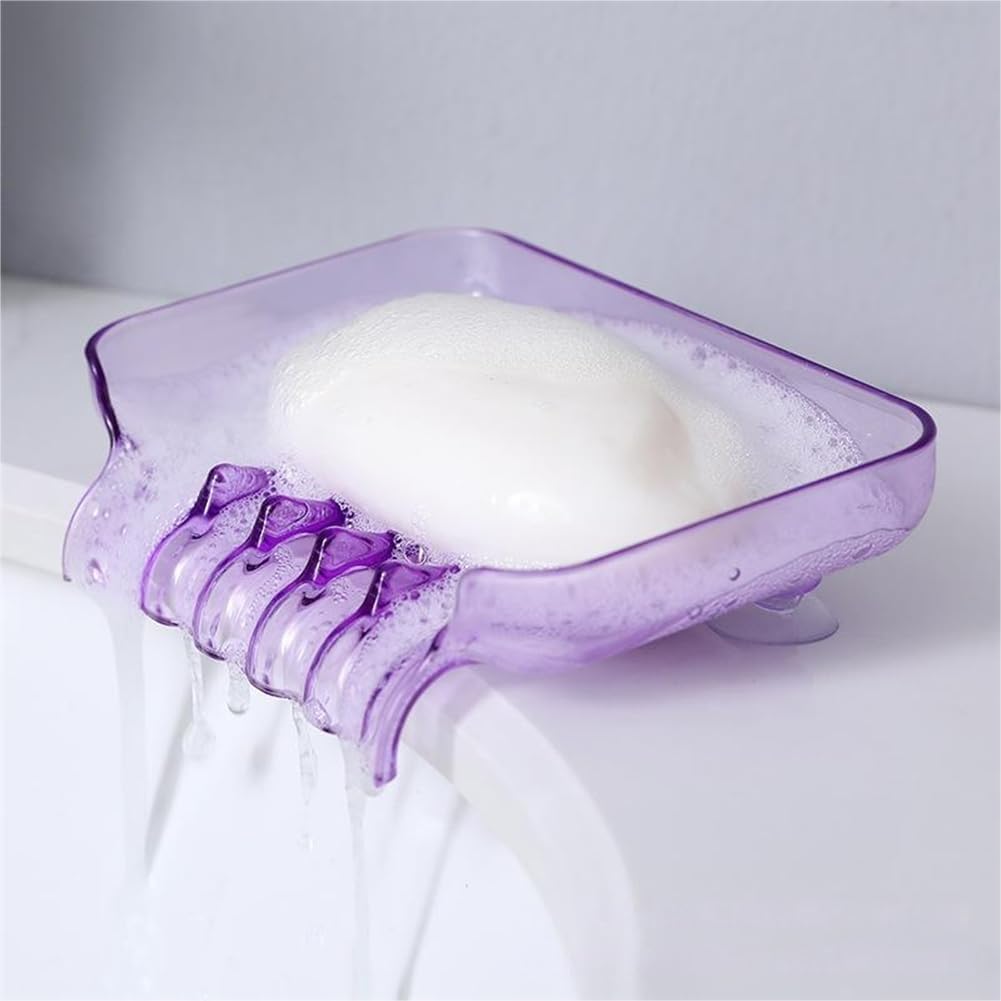 WELANGBN Purple Rectangular Soap Dish with Suction Cup