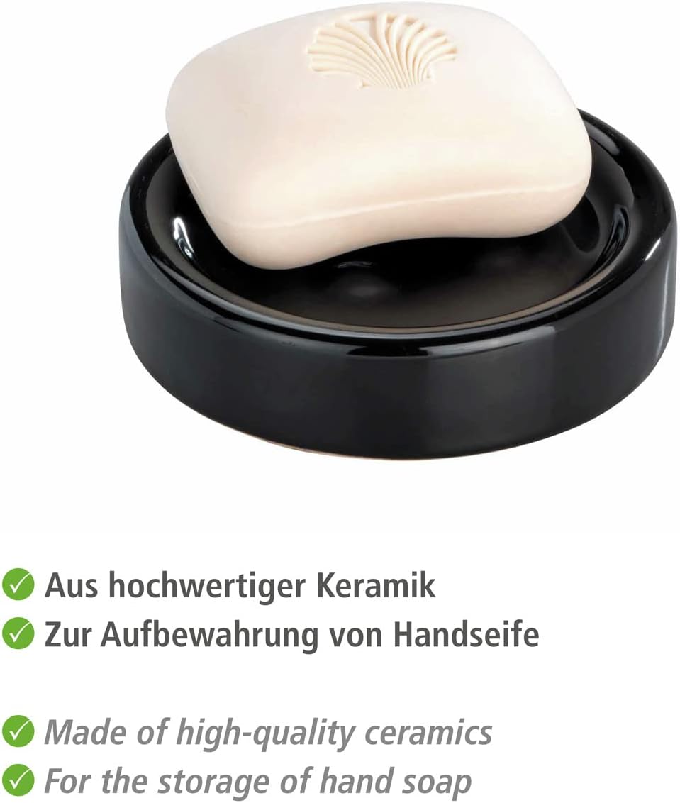 WENKO Bar Soap Holder Ceramic Polaris Black