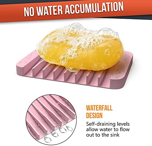 Z ZAPPOWARE 2-Pack Silicone Soap Dish with Drain - Pink 1