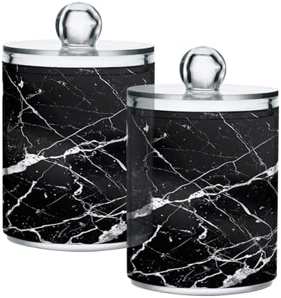 YETTASBIN Marble Clear Storage Jars 2 Pack