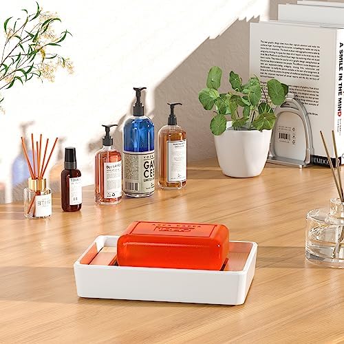 Leadiy Bamboo Soap Dish 2Pcs Set Eco-Friendly and Durable