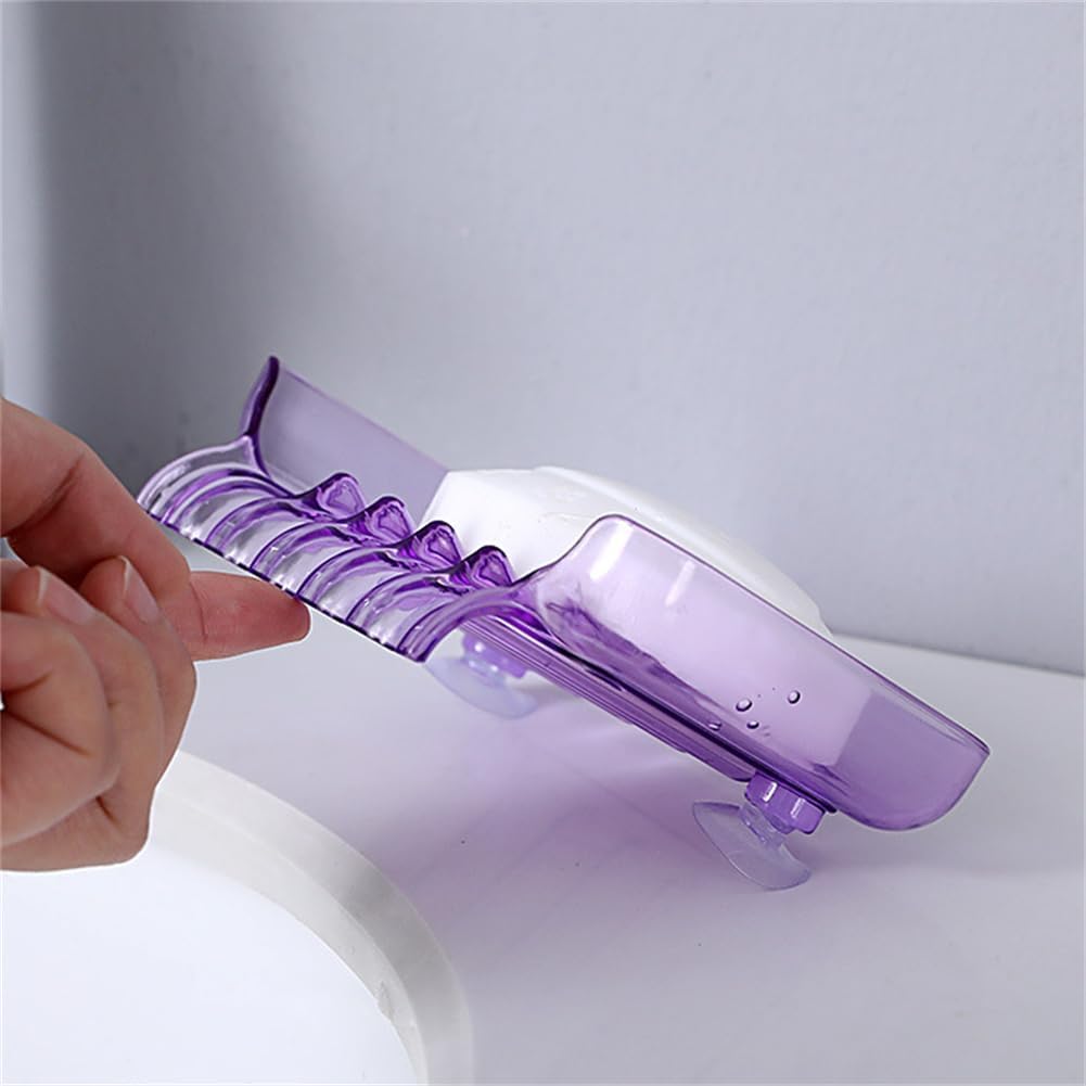 WELANGBN Purple Rectangular Soap Dish with Suction Cup