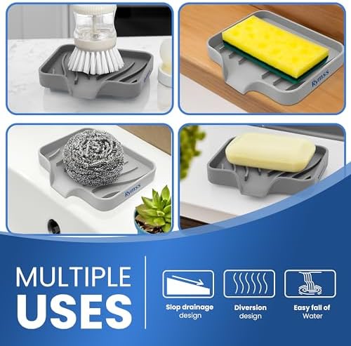 Rymss Silicone Soap Dish with Drain Spout - 47x35 Small