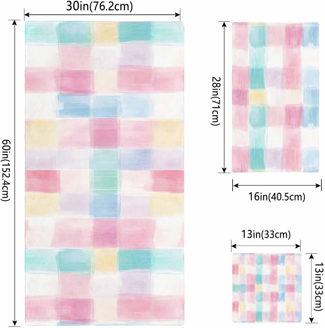 Shine-Home Punk Blue Check Towel Set for Bathroom 1
