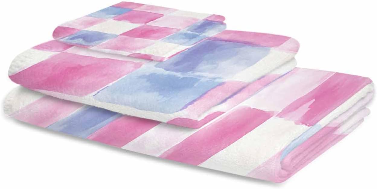 Shine-Home Rainbow Plaid Towel Set for Bathroom 1