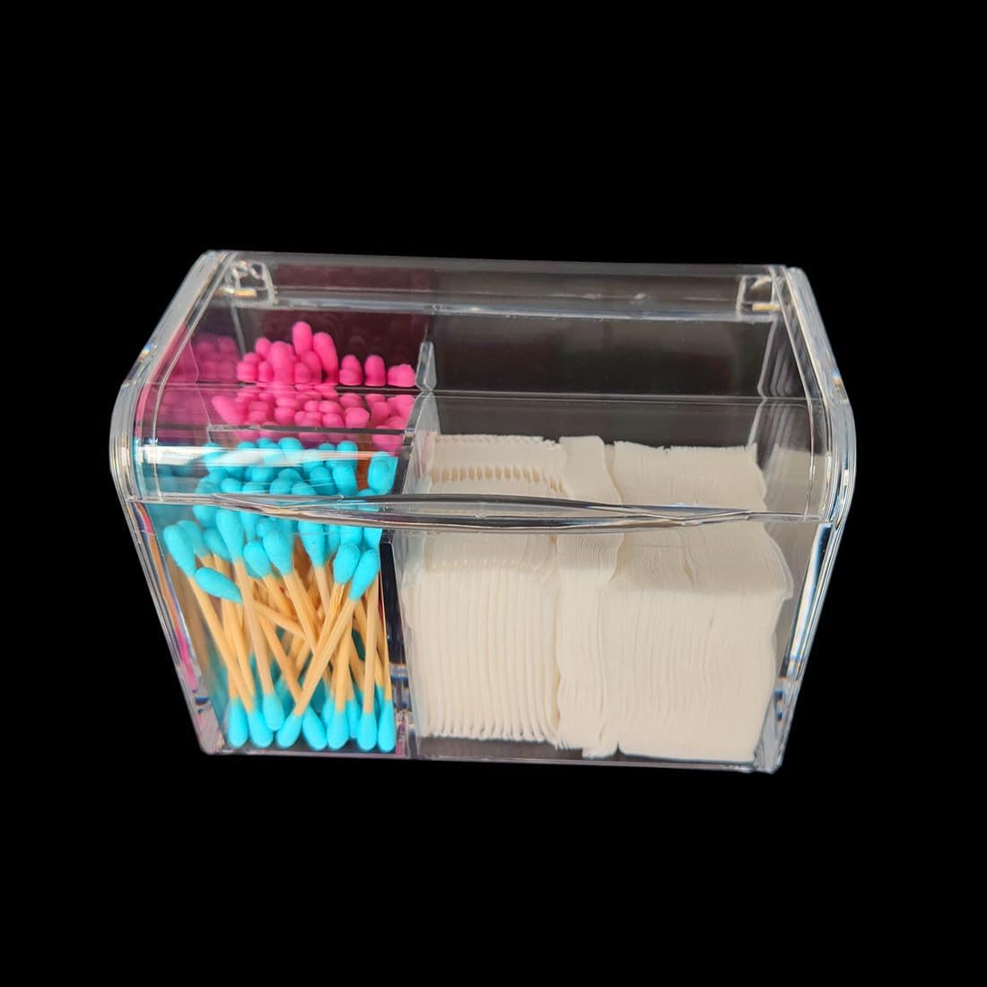 UQUABESO 3 Section Cotton Ball Holder Dispenser with Lid