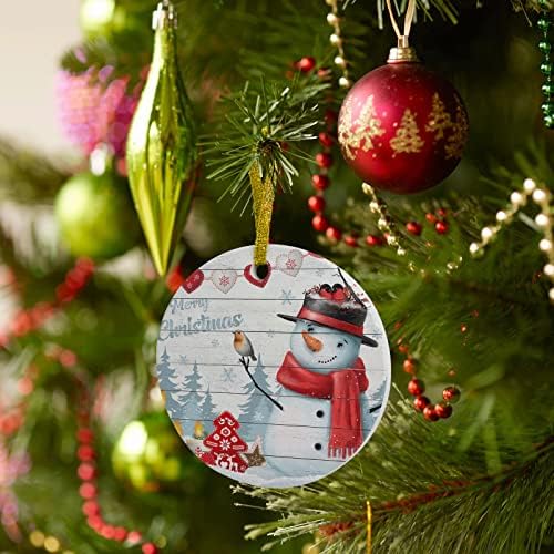 2024 Christmas Ceramic Round Ornaments with Gold Lanyard 1