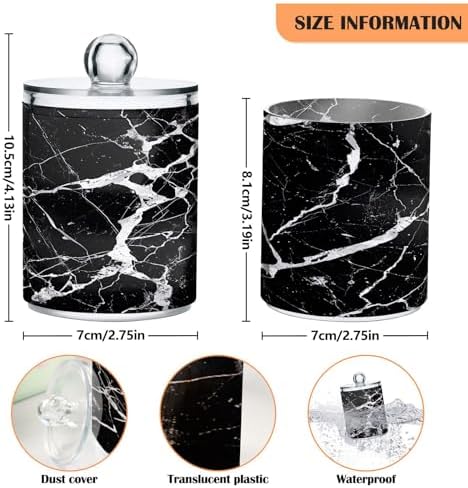 YETTASBIN Marble Clear Storage Jars 2 Pack