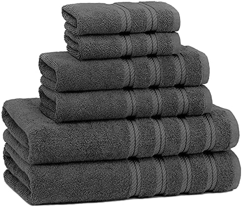American Soft Linen 6-Piece Towel Set - 590 GSM Heavy Weight Smoke Grey