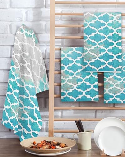 Falaniique Waffle Towel Set of 3 - Turquoise Modern Soft