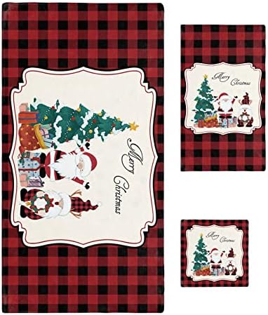 Shine-Home Check Red and Black Towel Set for Bathroom